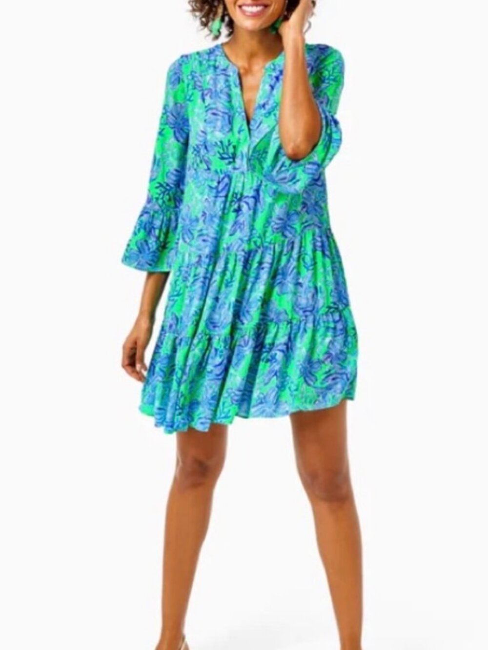 NWOT Lilly Pulitzer Gabriel Tunic Dress "Keeping it Reel" Cabana Green. Size 00